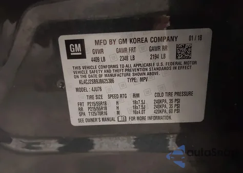 2018 Buick Encore Sport Touring z USA, uszkodzony, nr VIN KL4CJ2SB9JB625386